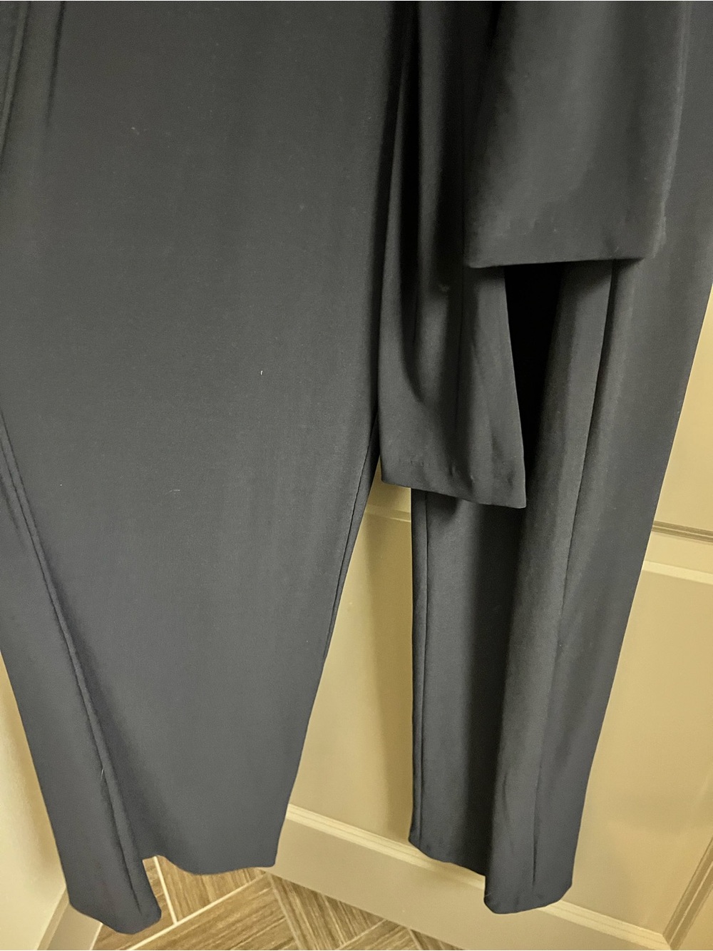 KamaliKulture x Norma Kamali Jumpsuit Medium Navy Blue Tie Waist Wide Leg - Picture 4 of 6